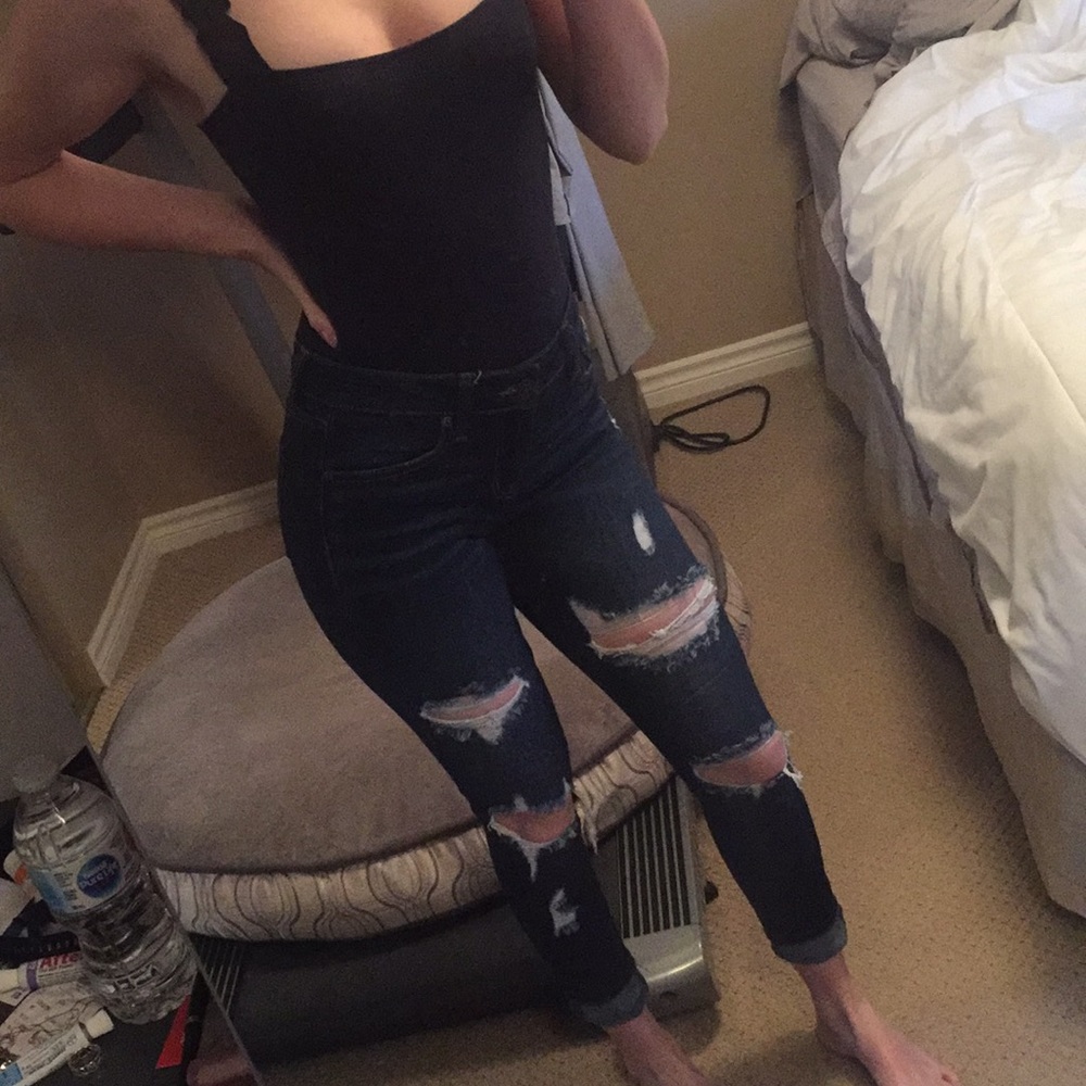 Ripped skinny jeans fashion nova